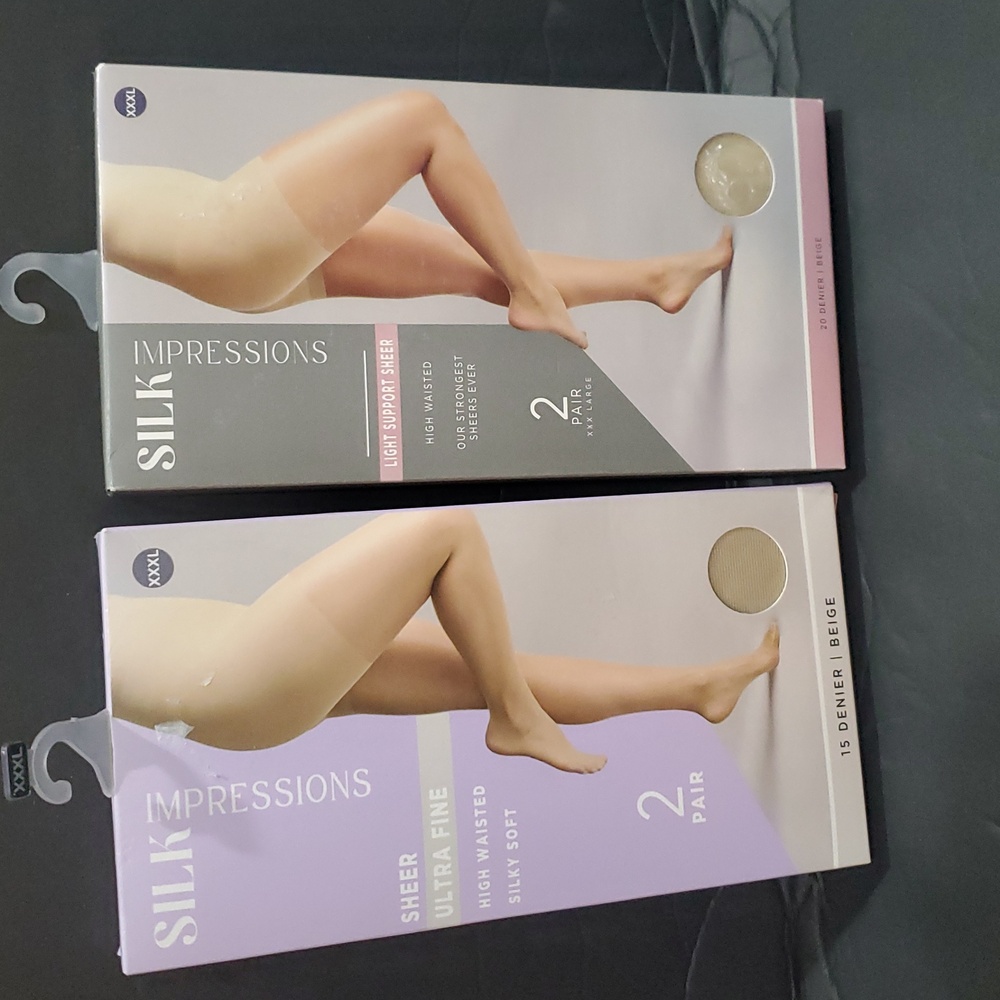 4pairs silk impressions 15 denier & 20 denier sheer beige stockings size XXXL‎
